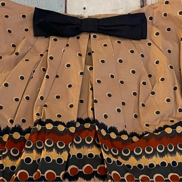 Anna Sui x Anthropologie Dots After Six Skirt, Tan/Black, Size 2, NWT - Picture 4 of 10